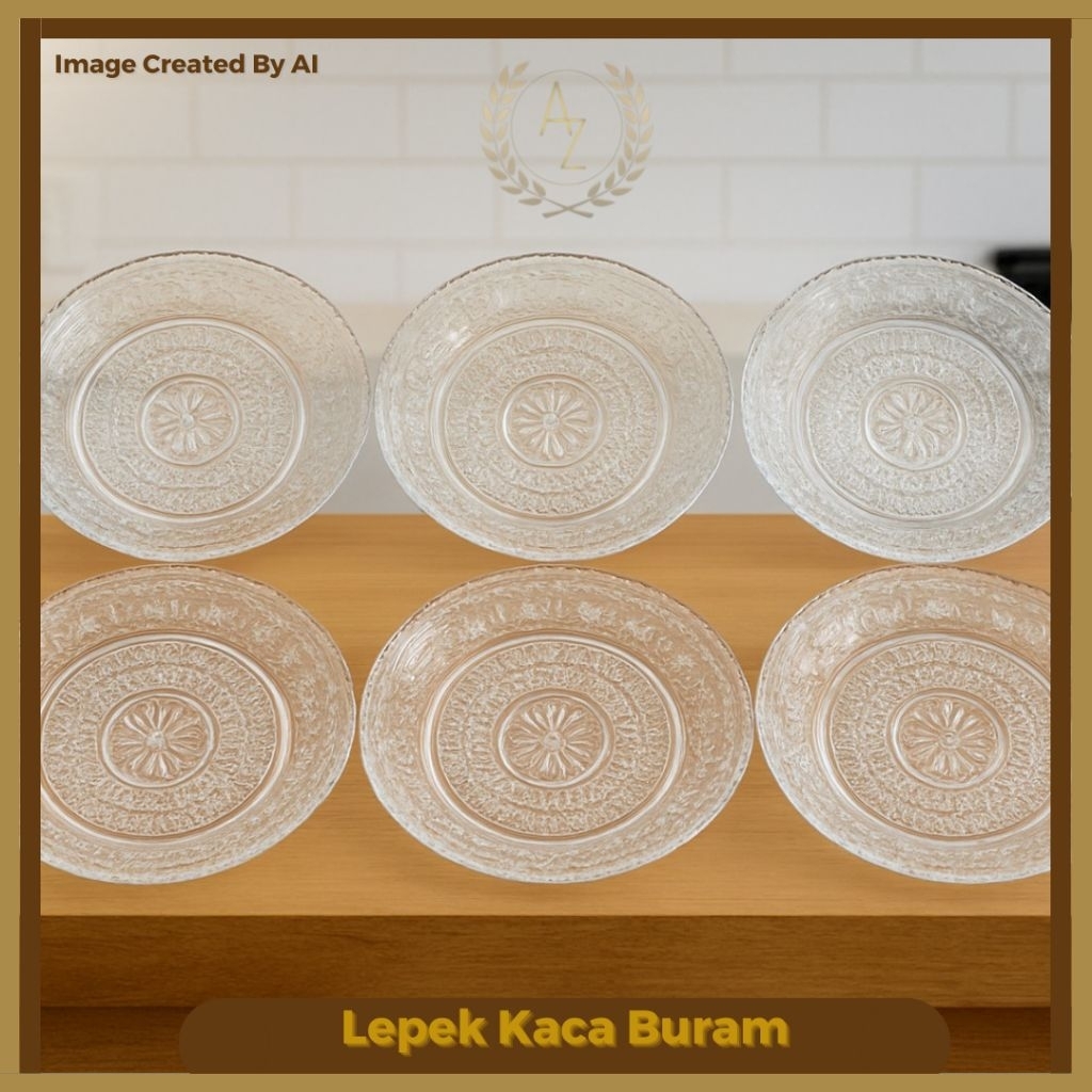 Piring Kecil / Piring Kaca Kecil / Lepek Kaca Buram Motif Bunga Cantik