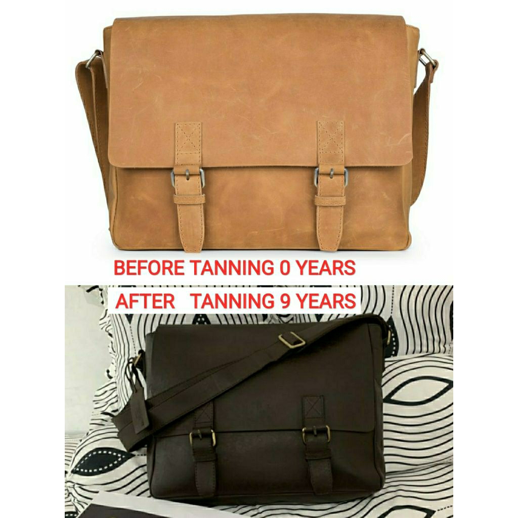[KOLEKSI PRIBADI] Premium Handcrafted Messenger Leather Bag Sling Bag Tas Kerja Selempang Laptop Lim