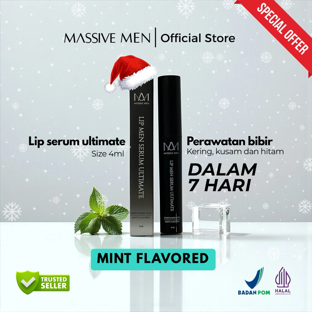 MASSIVE MEN Lip Serum With Mint Flavour 4ml - Perawatan Bibir Untuk Bibir Hitam Kering Kusam dan Pec