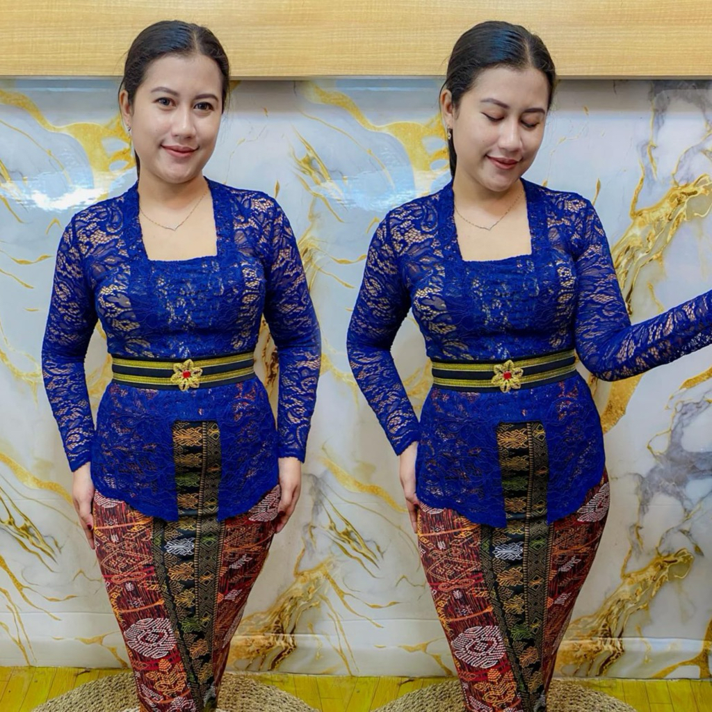 One set (satu setel) kebaya Bali brokat Sofia + Kamen + selendang sifon / kebaya bali