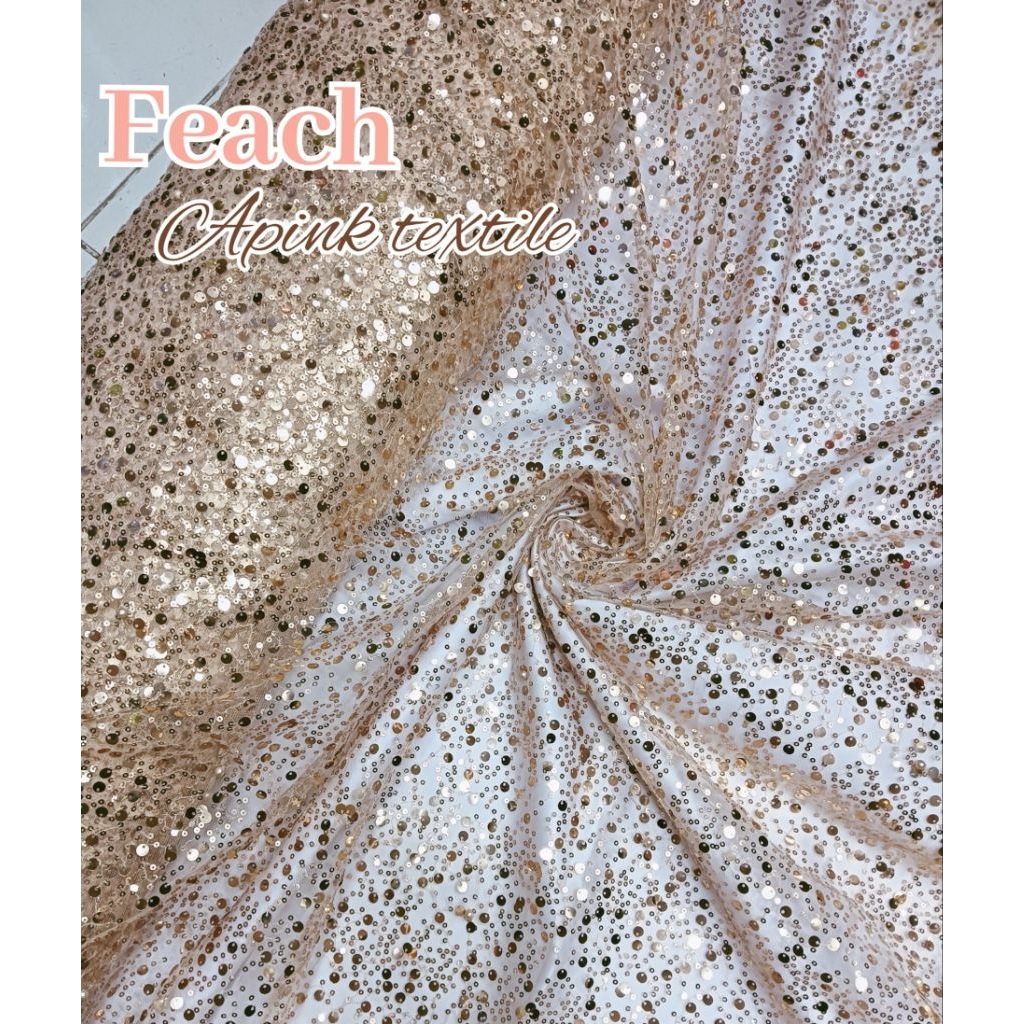 Kain Tile sequin sparkle mutiara / Bahan Tile sequin separkle / Kain kebaya pesta seragam keluarga b