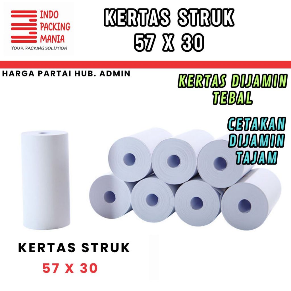 Kertas Struk 57 x 30 Coreless – Untuk Mesin EDC, Mini Printer & POS