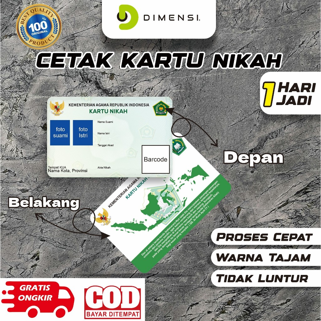 CETAK KARTU PVC NIKAH CEPAT MURAH