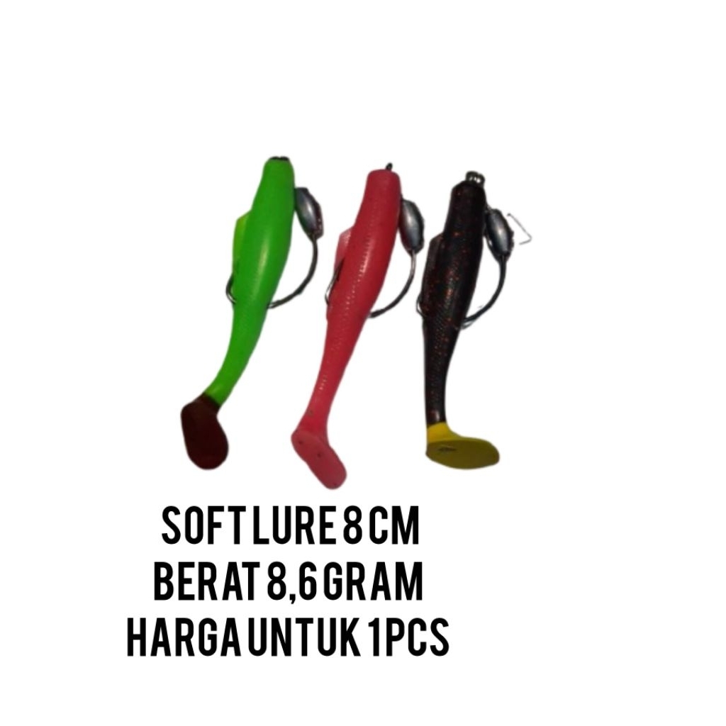 Soft Lure 6 cm dan worm hook vmc 2/0