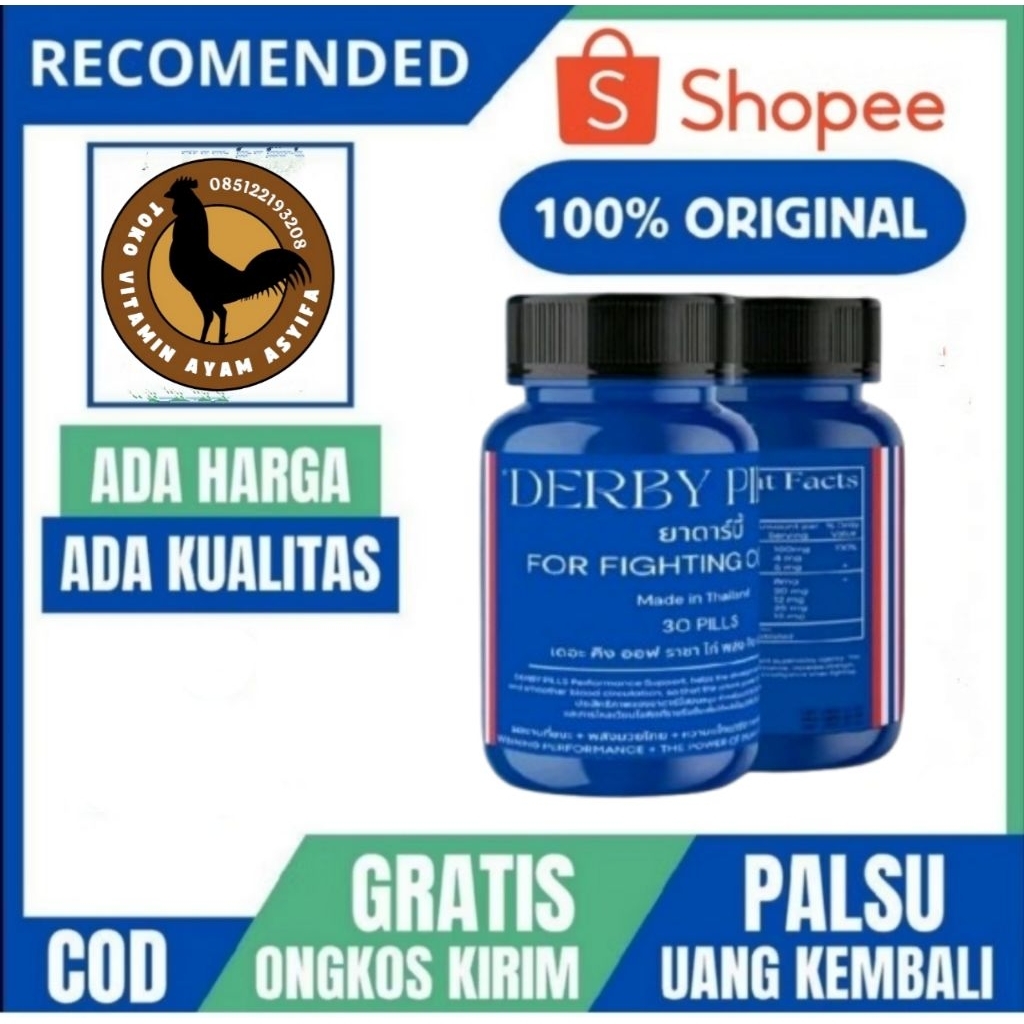 DERBY PILLS DOPING AYAM ADUAN - Import Thailand 100% Original Obat ayam aduan, obat doping taji ayam