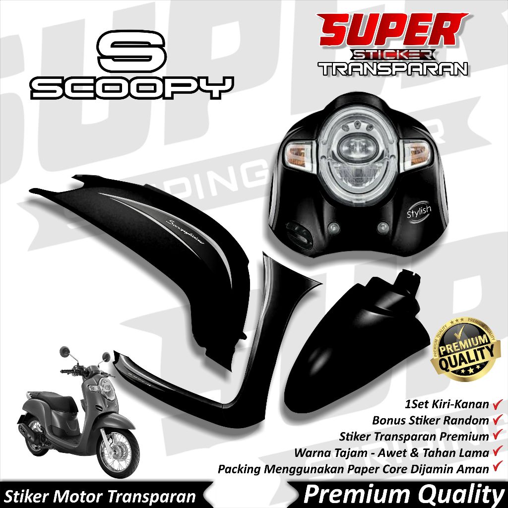 Stiker Transparan UV Scoopy New 2019 Anti Luntur keren Striping Bening Scoopy New 2017 - 2019 Stripi