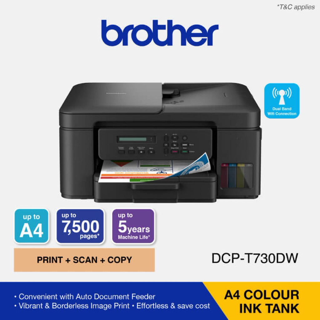 PRINTER BROTHER DCP-T730DW T730  (series terbaru) PRINT SCAN COPY F4 WIRELESS