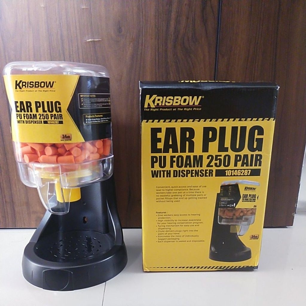 Ear plug peredam telinga PU foam 250 pair with dispenser krisbow