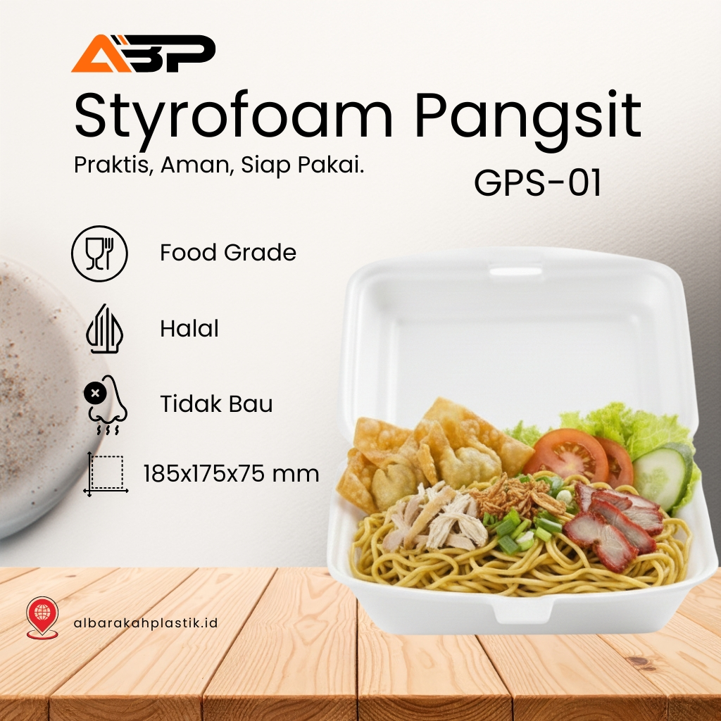 Styrofoam Makanan Pangsit / Foam Nasi Sekat & Polos - Tebal & Food Grade - Wadah Makanan Styrofoam