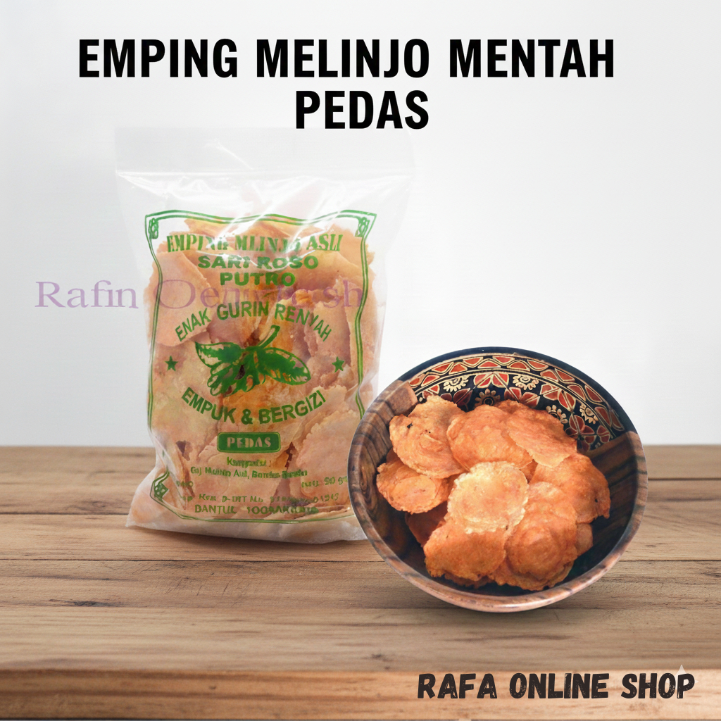 Emping Melinjo / Keripik Melinjo Mentah Asli Bantul Yogyakarta Pedas 400 grm