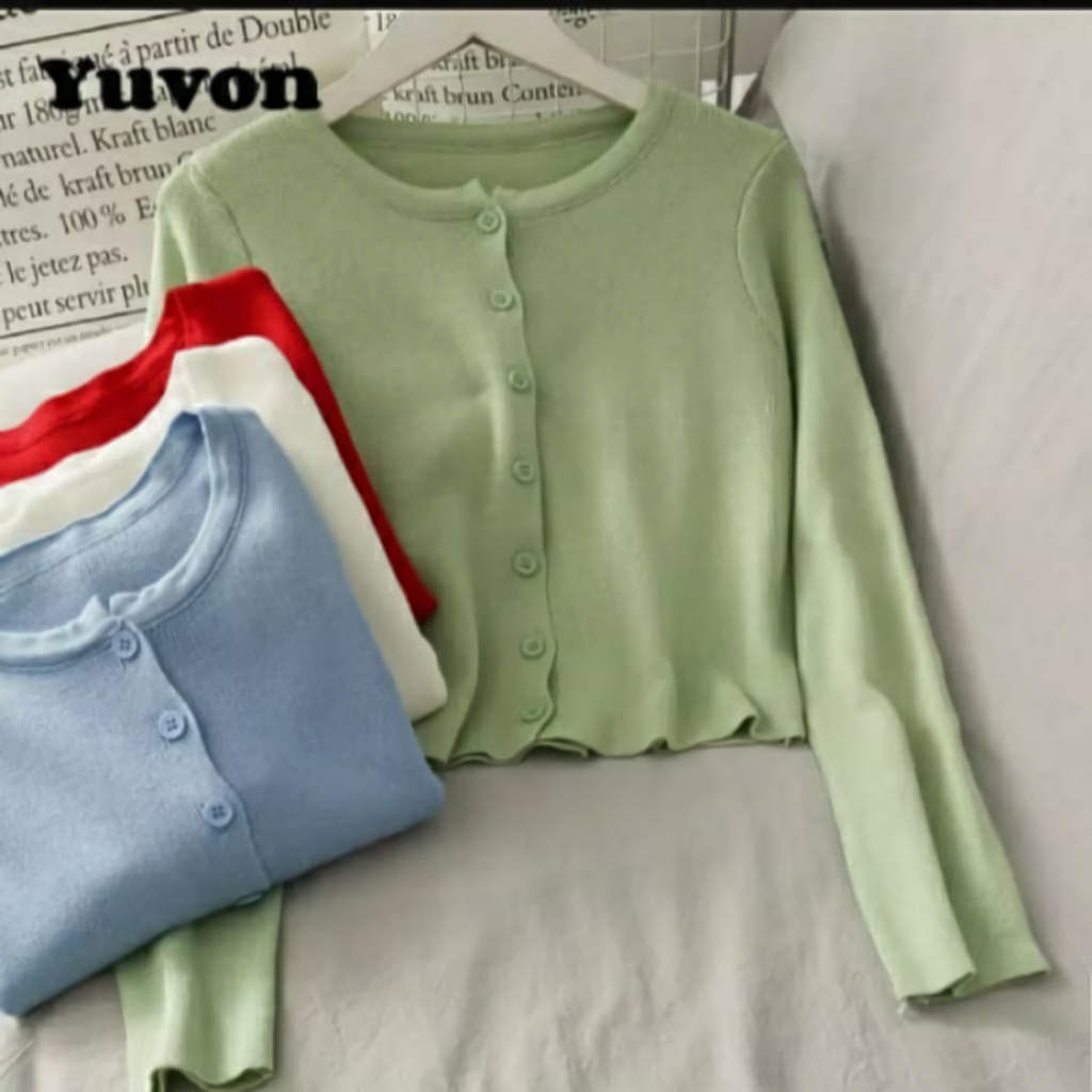 Angel Crop Top / Cardigan crop top korean / atasan rajut crop trendy kekinian kancing depan