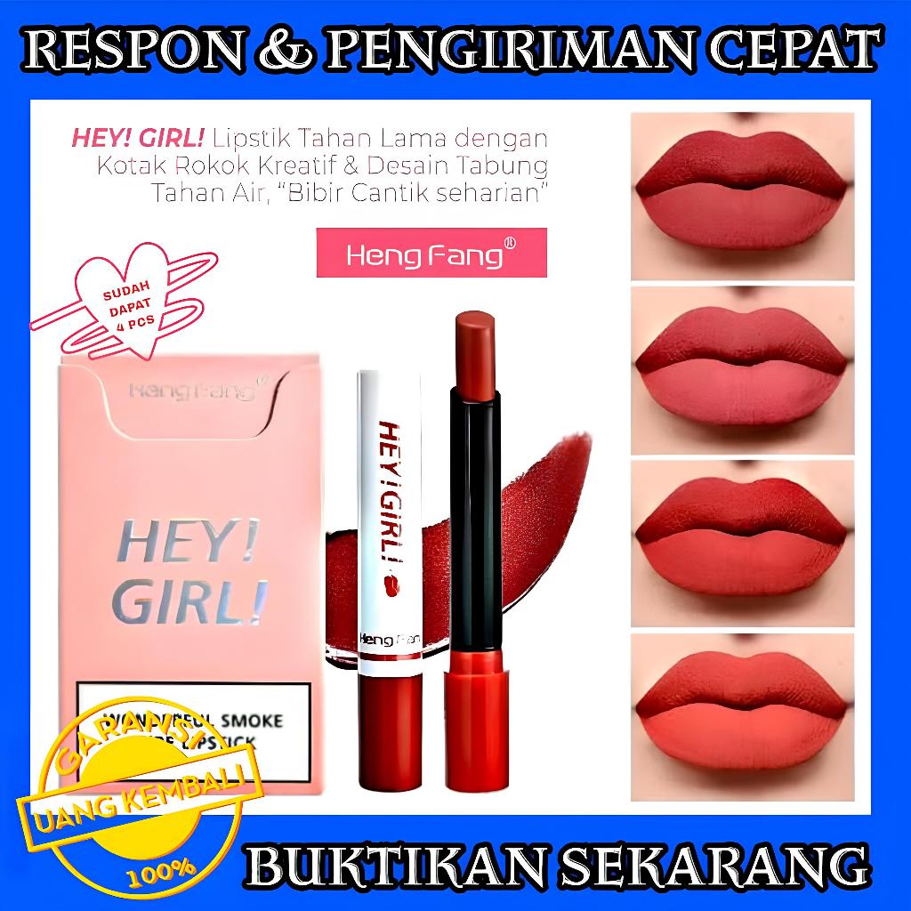 Heng Fang Lipstick Hey Girl 4in1 Waterproof Loong Lasting Lipstik Korea Tahan Lama dan Anti Air