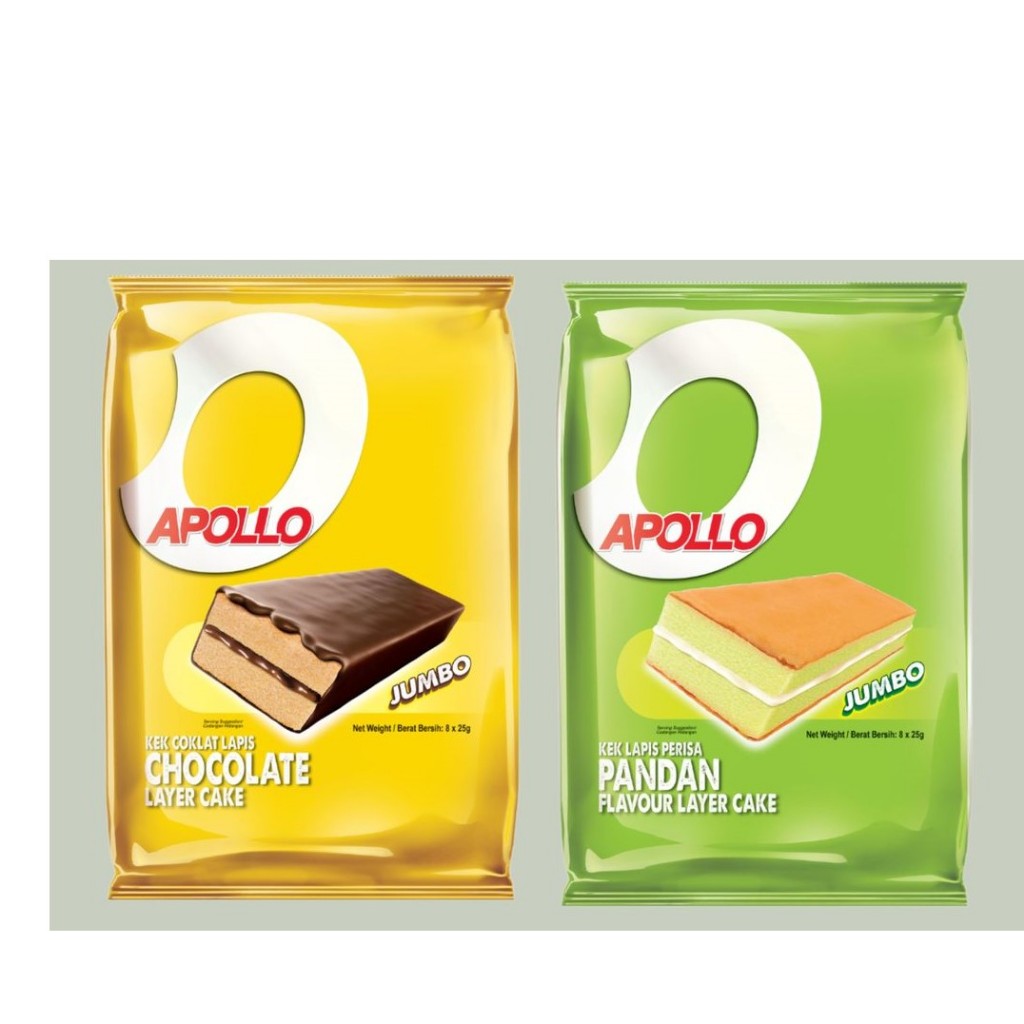 BOLU APOLLO LAYER CAKE PANDAN COKLAT 200 GR