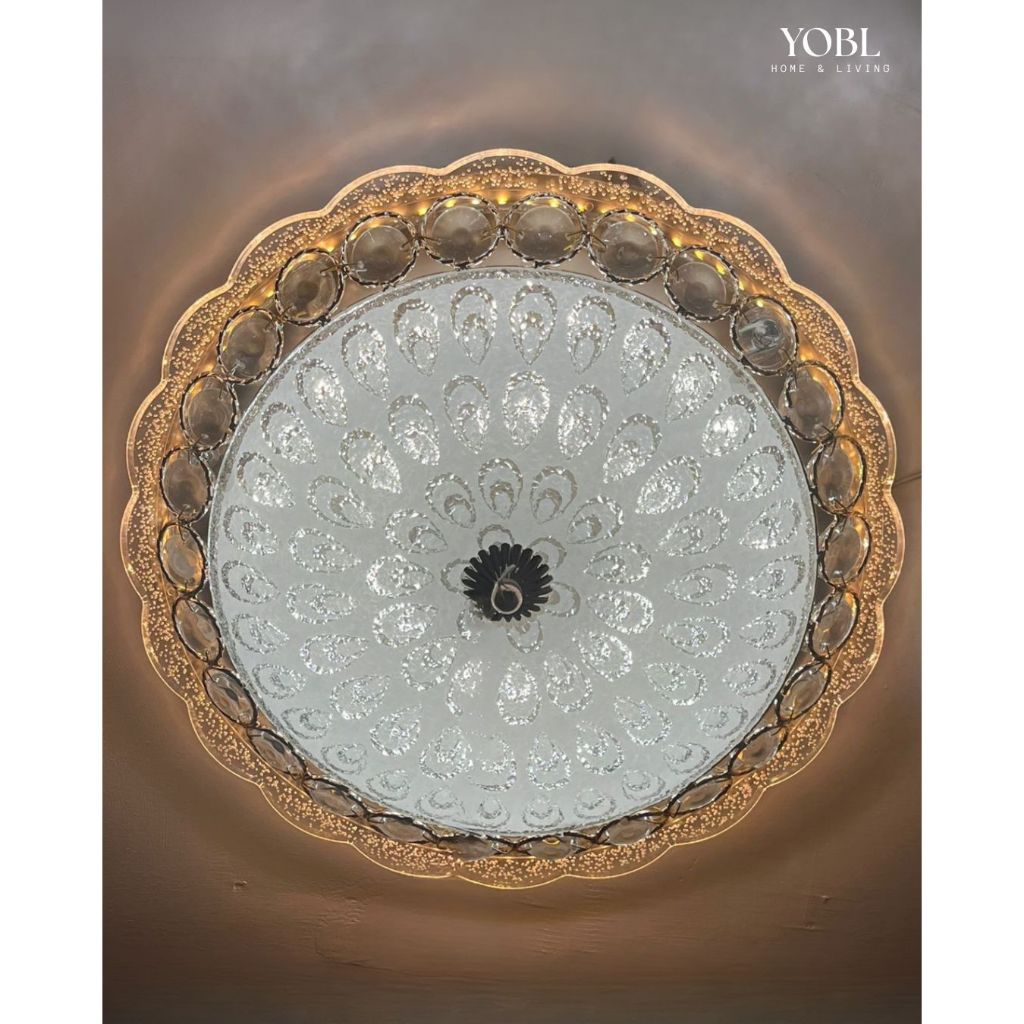 Lampu Hias Plafon LED Bulat Gold 40cm Klasik