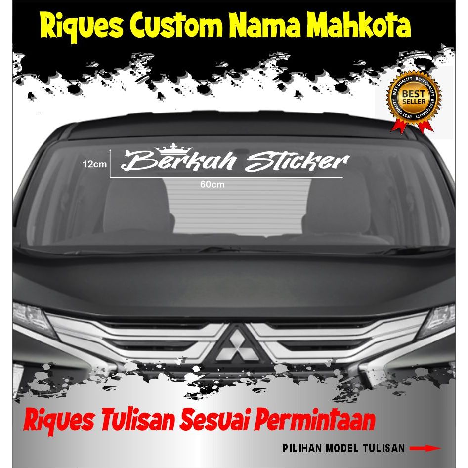 Stiker Custom Nama Mahkota Mobil / Sticker Mobil Nama Suka Suka / Stiker Mobil Nama Kostum / Sticker