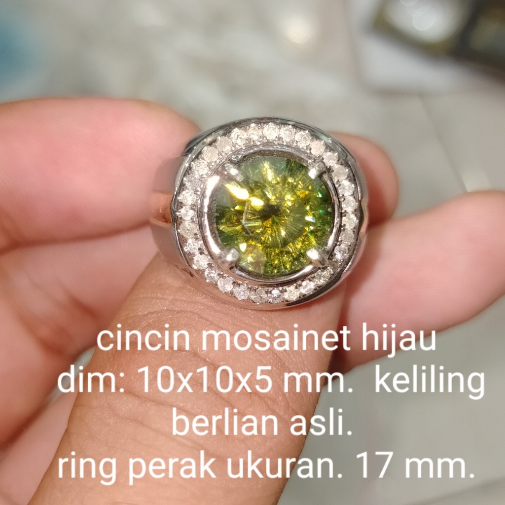 DIAMOND MOISAINET HIJAU KELILING BERLIAN ASLI cek batu lainnya yaman api wulung opal bacan permata k