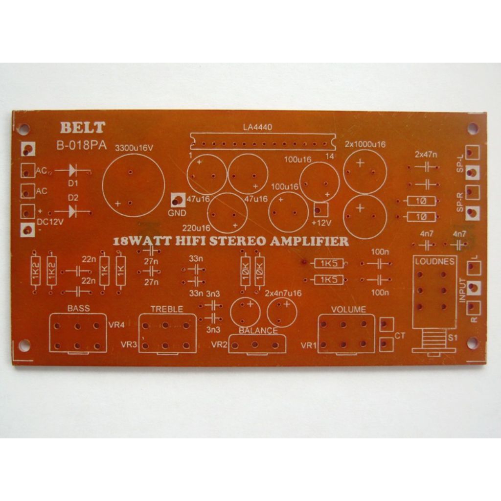 PCB power amplifier 18 watt hifi stereo LA4440
