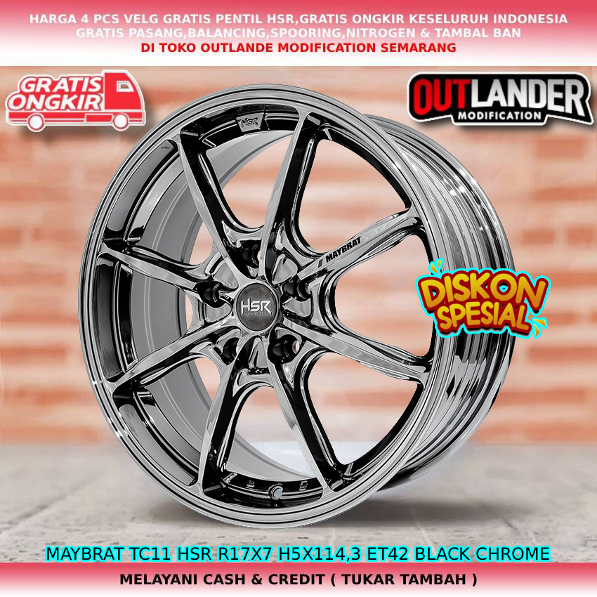 Velg black chrome ring17 velg mobil Terios| Xpander| Outlander| Juke| dll velg hsr maybrat R17