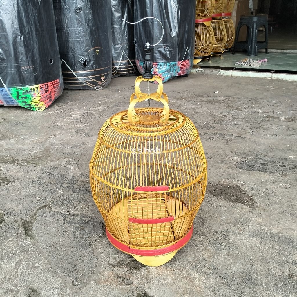 SANGKAR BURUNG ANTIK FULL BAMBU KANDANG BURUNG BULAT MODEL GENTONG CUNGKOK