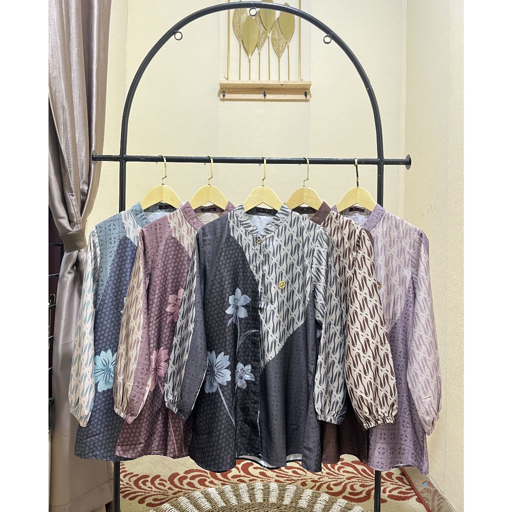 Deska Blouse tunik batik etnik motif terbaru long tunic katun dobby dobi deska by Berga collection