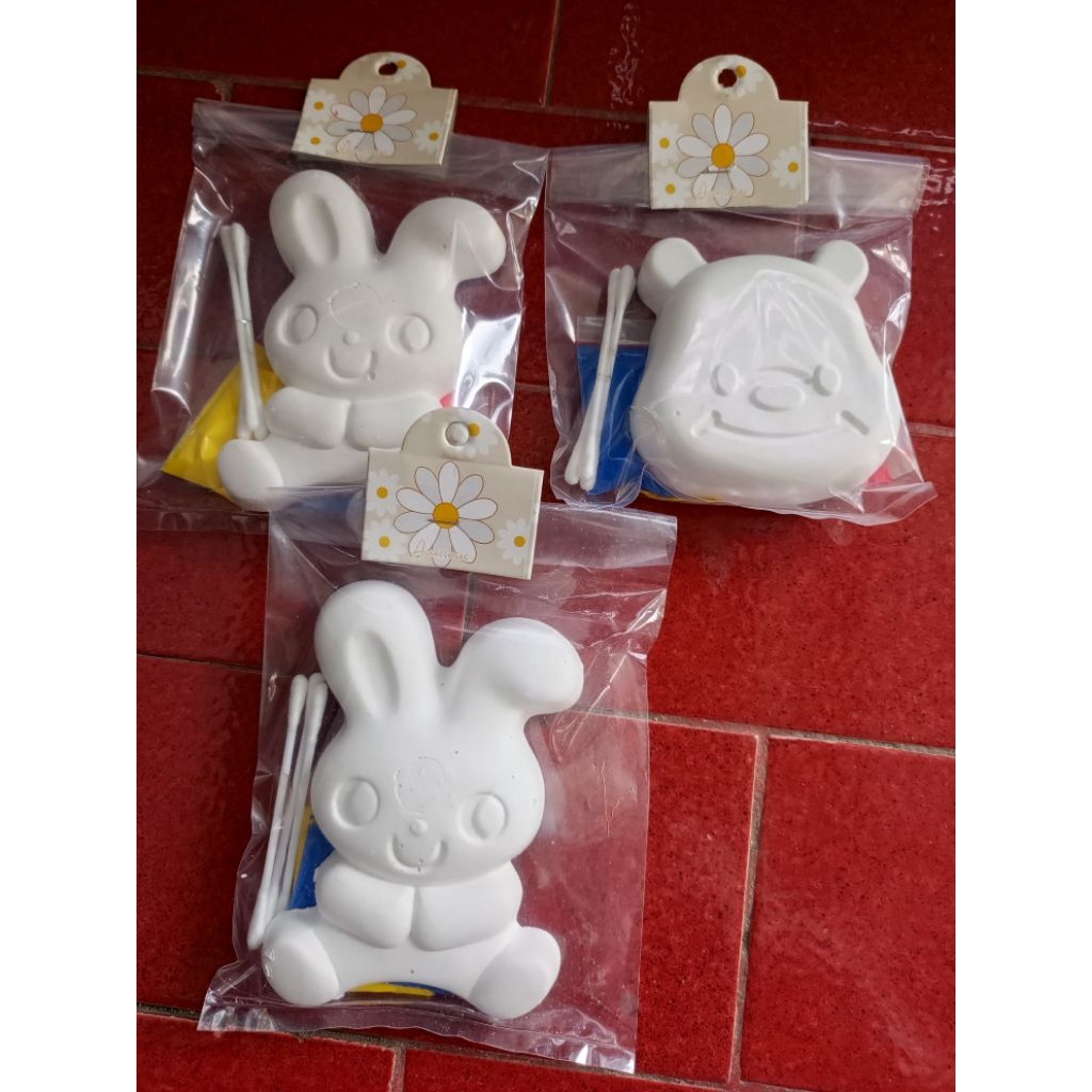 Set Mewarnai Patung Gypsum Anak dengan Cat Warna dan Kuas