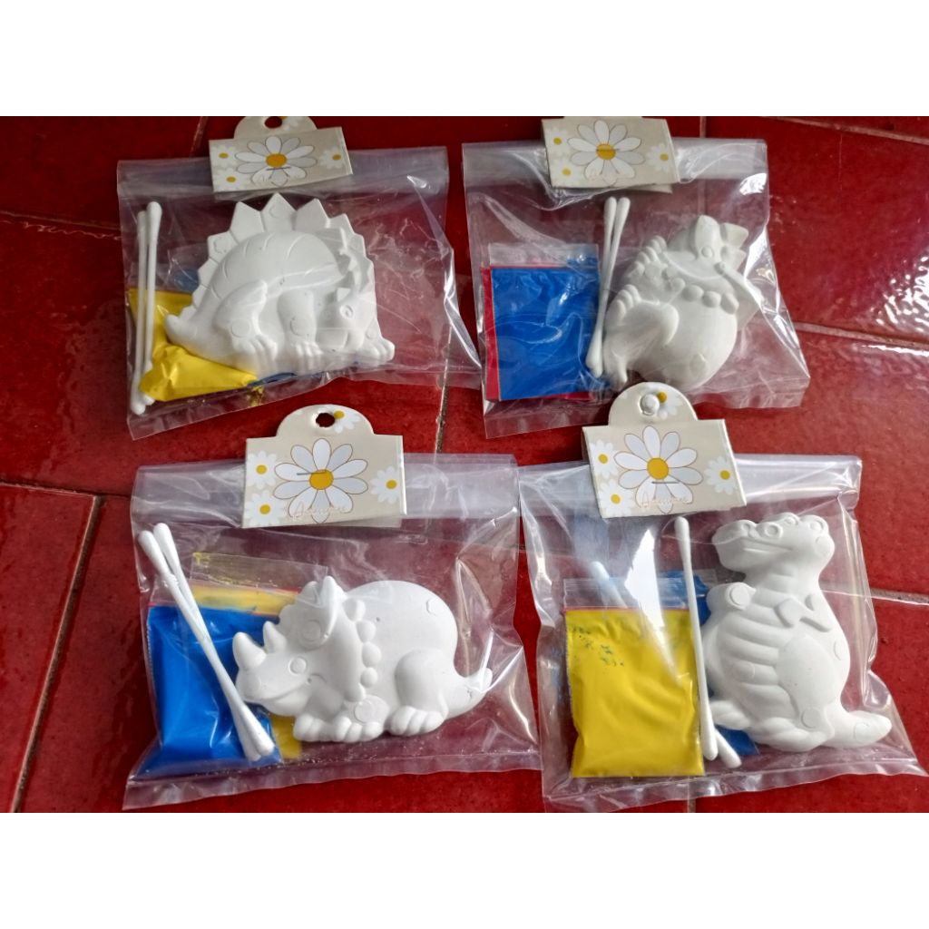 Set Mewarnai Patung Gypsum Anak dengan Cat Warna dan Kuas