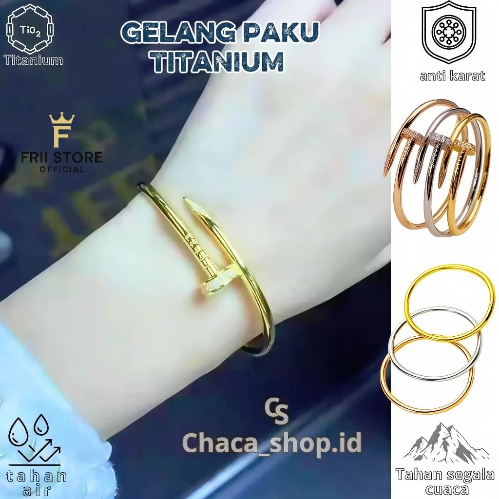 Gelang Paku Titanium Original | Gelang Paku Cartier Pria Wanita Kekinian