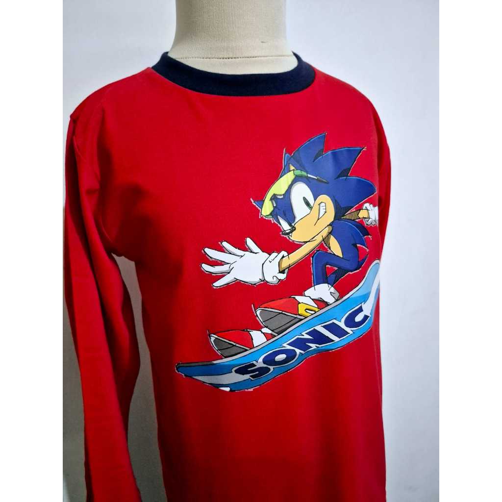 Helo Piyama - Baju Tidur Stelan Kaos Anak Cowok Sonic Skate Merah