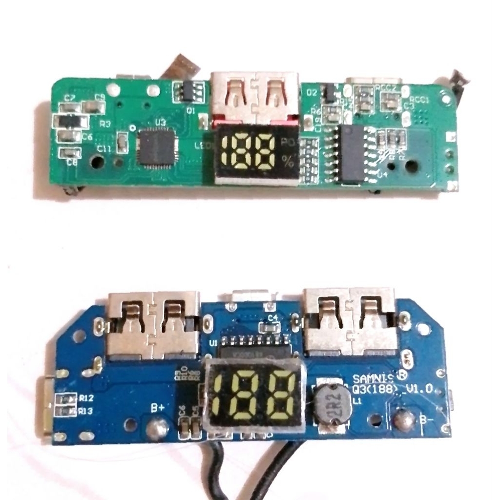 Modul Powerbank Digital LED Fash Charger 2,5A 5V 2 slot 2 lobang cas  tab C dan micro USB kondisi ba