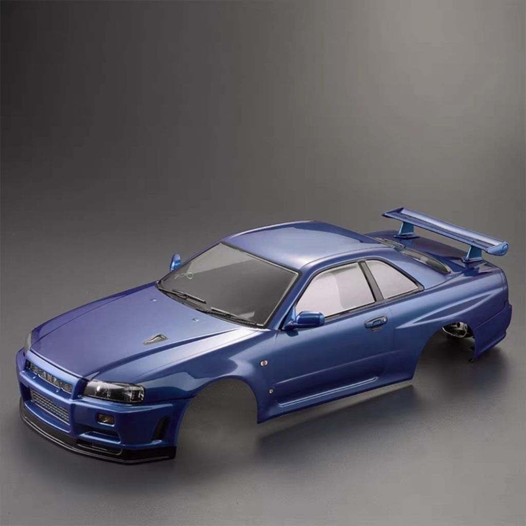 Killerbody 1/10 RC Painted Skyline GTR BNR34 Touring Drift Car Body (Metallic-Blue)
