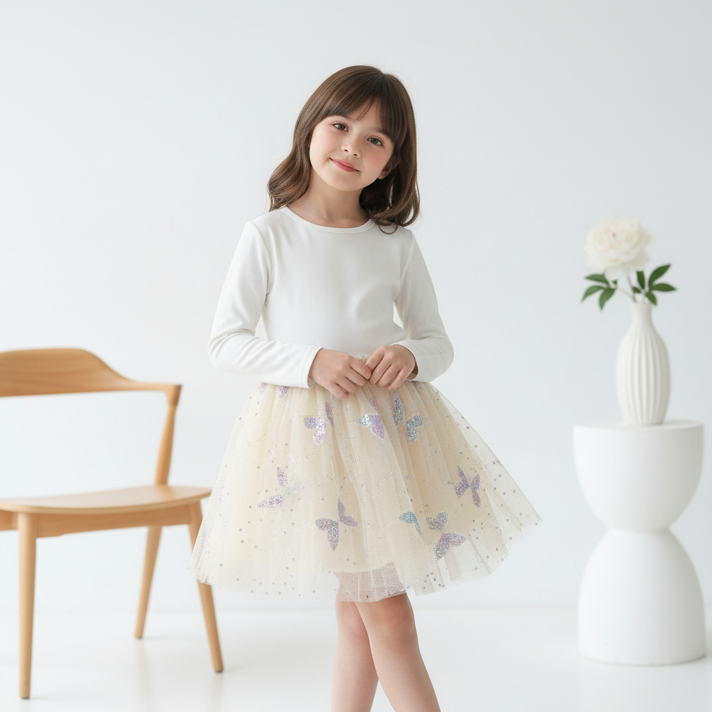 Delova Kids - Rok Tutu Anak Motif Blink Polkadot Kupu Mini Modern Polos Pesta Pentas Kondangan