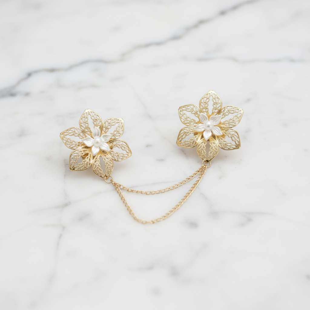 Delova Wardrobe - BROSS BUNGA Rantai Kebaya Pin Kebaya Janggan Vintage Tradisional Emas Silver Perak