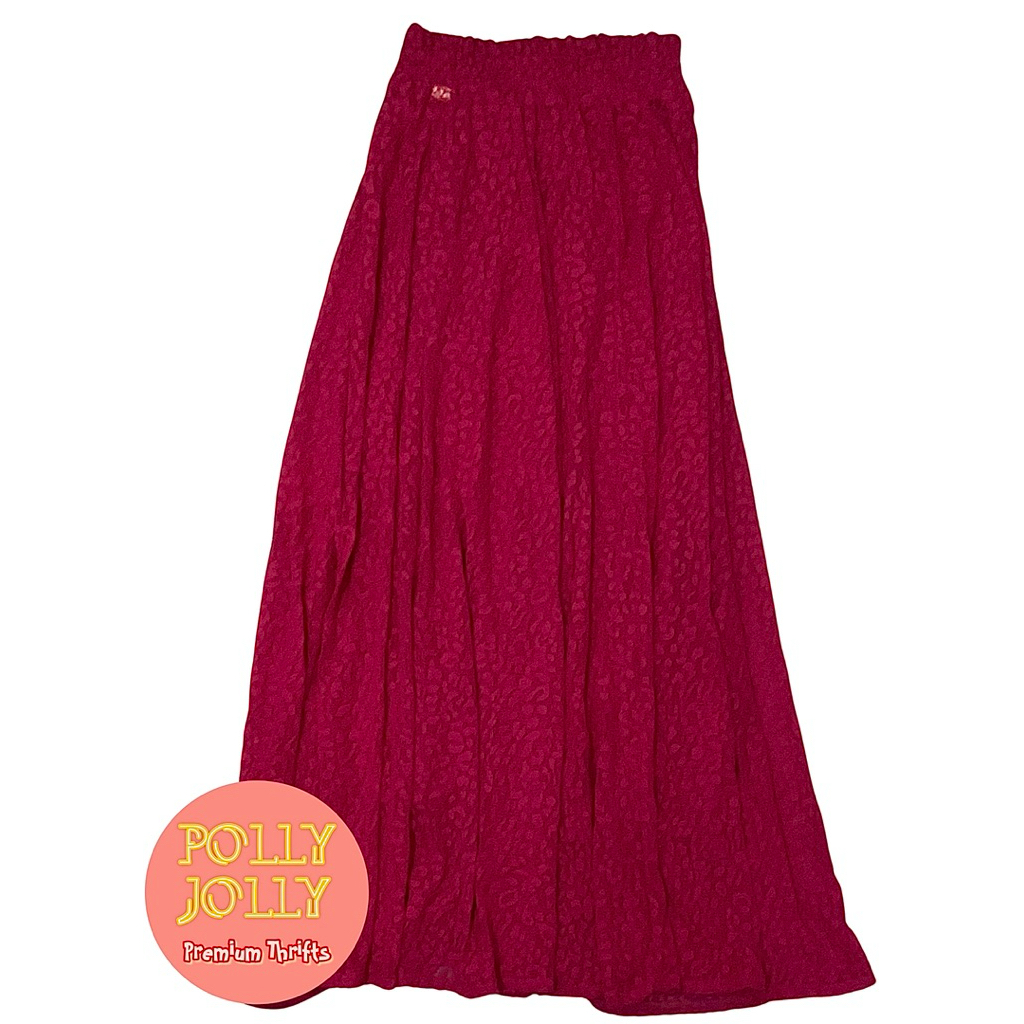 NINJA FASHION - Rok Panjang Skirt Maxi Pesta Kondangan Motif Bunga Renda Warna Pink Fanta Fusia (Pre