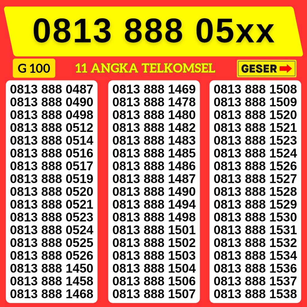 TERLARIS - 11 DIGIT  TELKOMSEL BONUS 3 GB NOMOR TRIPLE 888 KUOTA INTERNET NOMOR CANTIK TELKOMSEL SIM