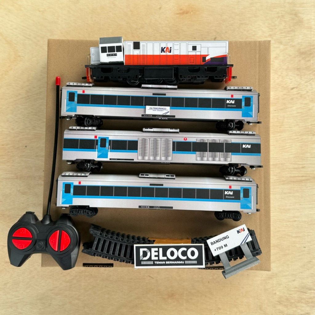 paket Rangkaian murah Mainan Kereta Api Indonesia,Lokomotif cc 201 RC,2 gerbong ekonomi New generati