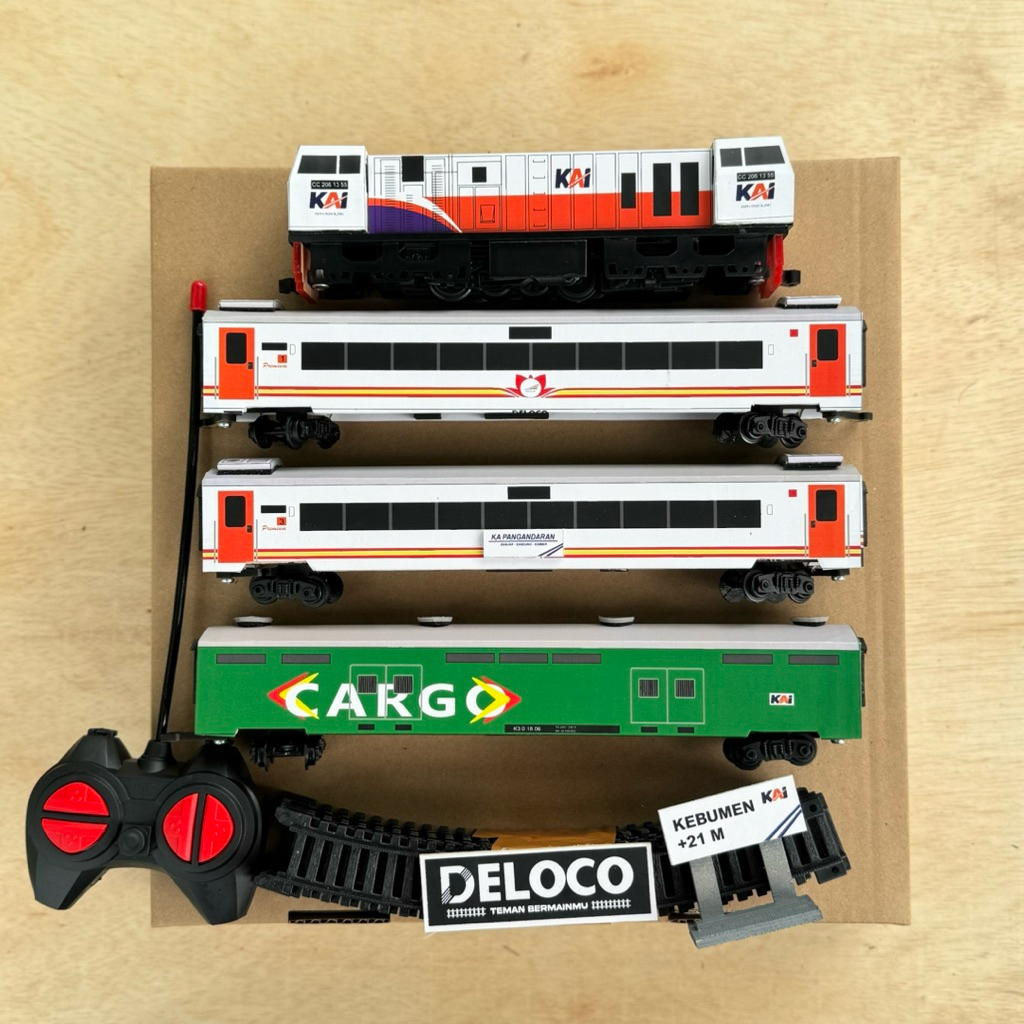 paket Rangkaian murah Mainan Kereta Api Indonesia,Lokomotif RC ,2gerbong premium putih,1gerbong carg