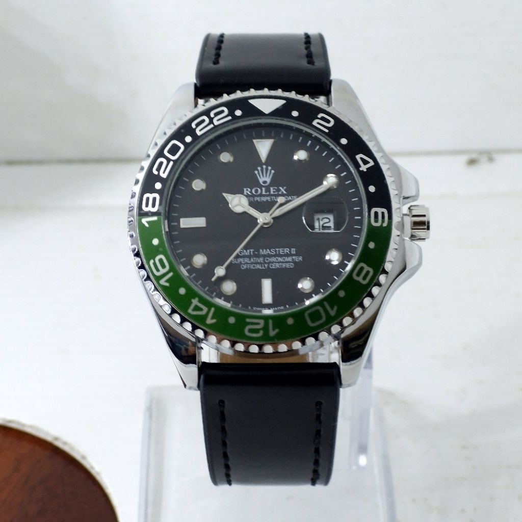 Rolex Jam Tangan Pria Tali Kulit Tanggal Aktif