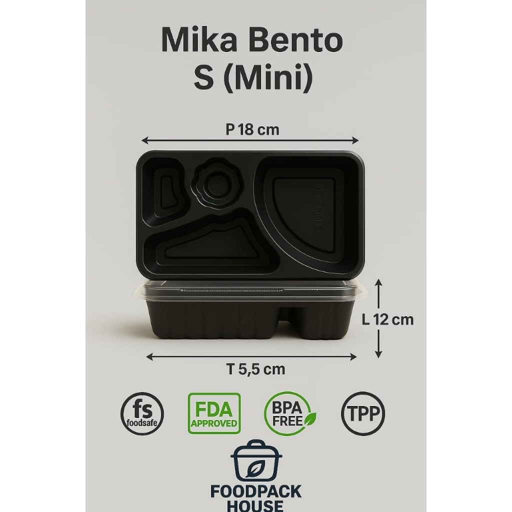 Mika Box Bento S / Mika Bento Sekat 4 Mini Isi 50 set