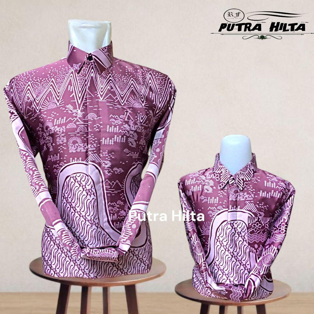 Batik Couple Ayah & Anak Katun Silky Lapis Furing Premium Pink Dusti/batik pink salem couple ayah an