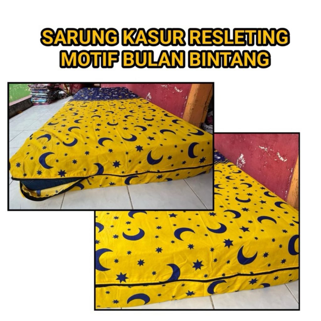 Sarung Kasur Resleting,Urung Kasur bulan bintang,Urung kasur motif anak.anak