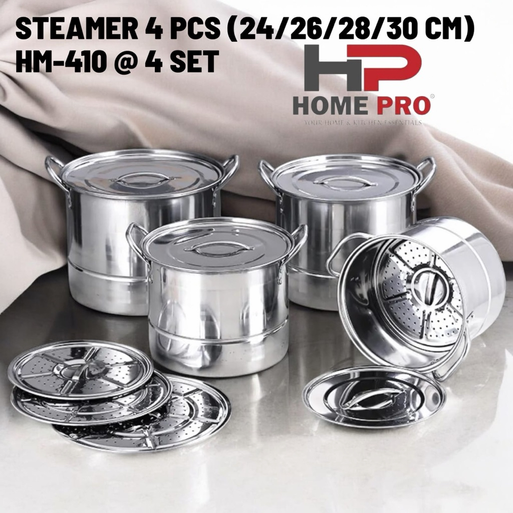 Steamer 4pcs / Panci Steamer Stock Pot / Panci Kukus 4set / Panci Dandang Set