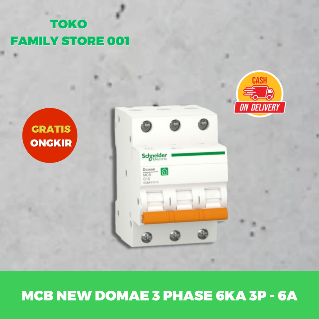 MCB 3P 6A 10A 16A 20A 25A 32A 40A 50A 63A 6KA NEW DOMAE SCHNEIDER