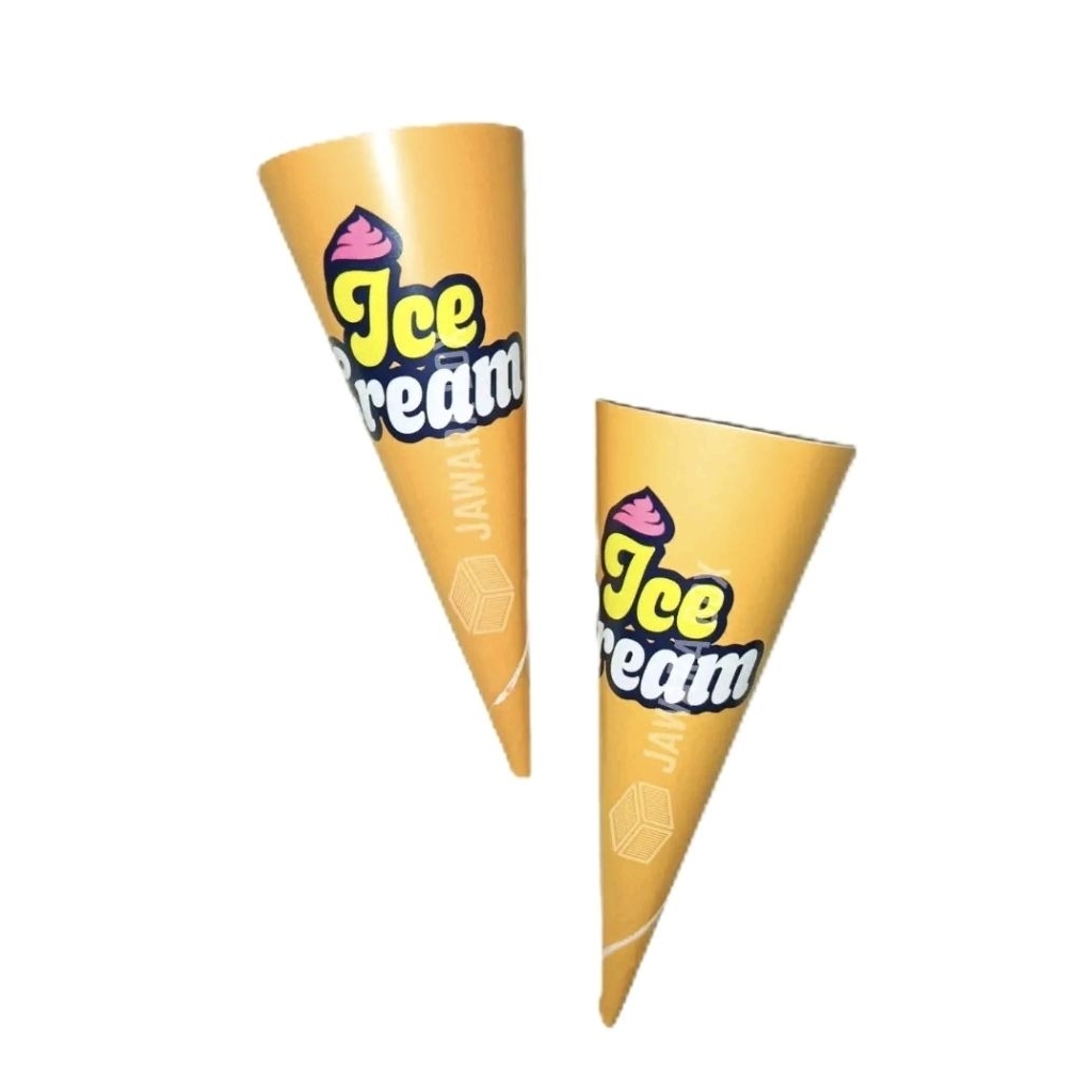 PAPERCONE ESKRIM MINI KERTAS WAFFLE CONE ESKRIM PEGANGAN CONE ESKRIM SLEEVE CONE ICE CREAM 9.7cm KER