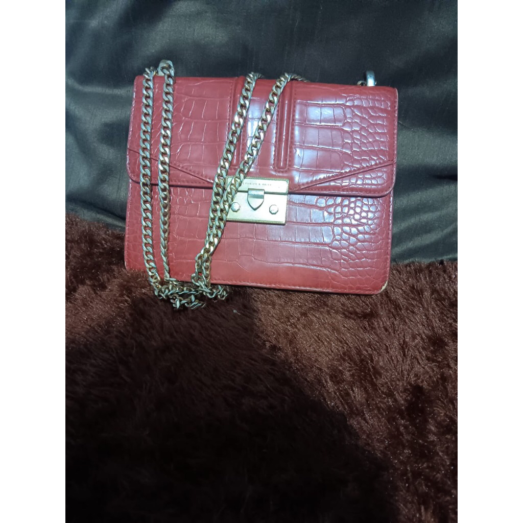 CK bag croco merah bata
