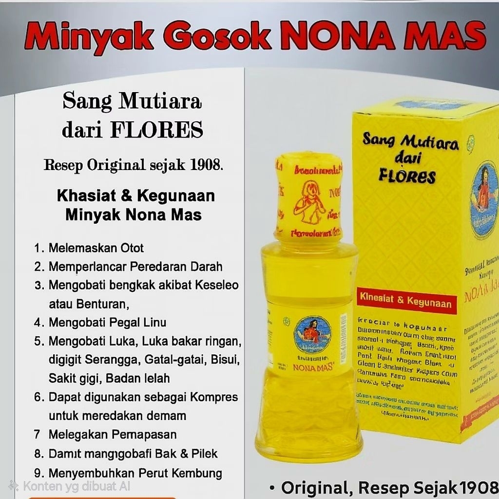 Minyak Nona Mas / ready di Bali / dari Flores/ minyak gosok original asli 100% isi 35ml wangi rempah