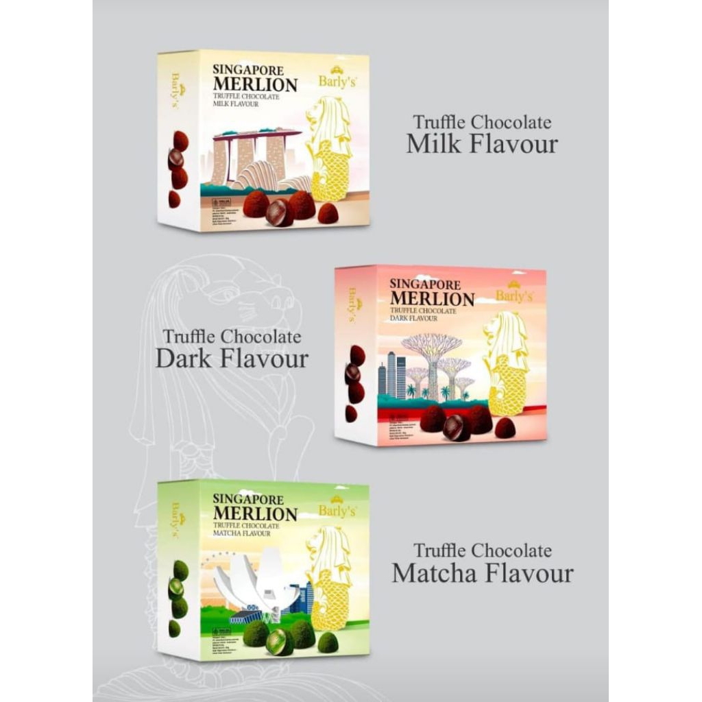 Coklat Barly's Singapore Merlion Truffle Chocolate 50gr dark chocolate, matcha dan milk
