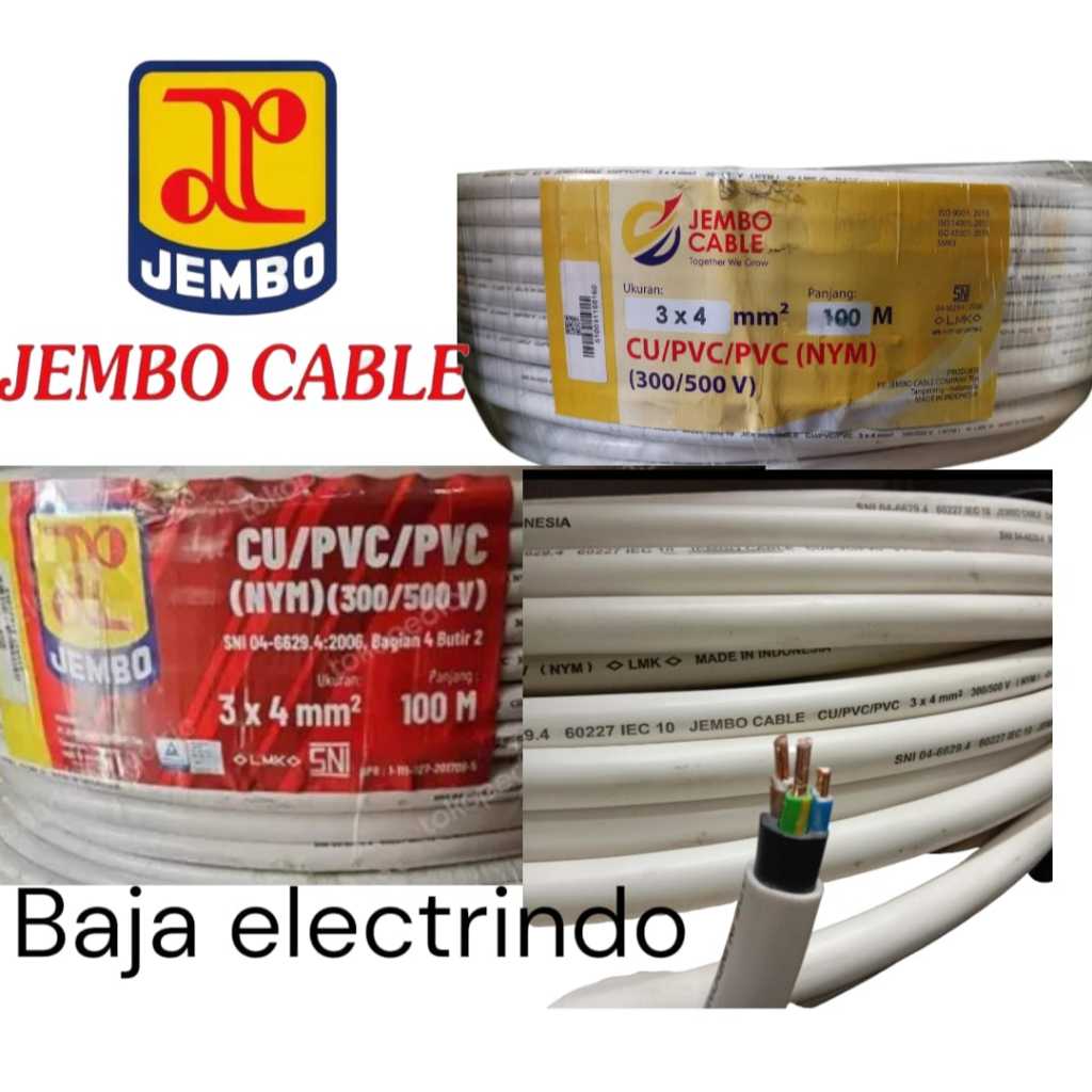 Kabel Listrik NYM 3x4 mm JEMBO @50m NYM 3 x 4mm 3x4mm