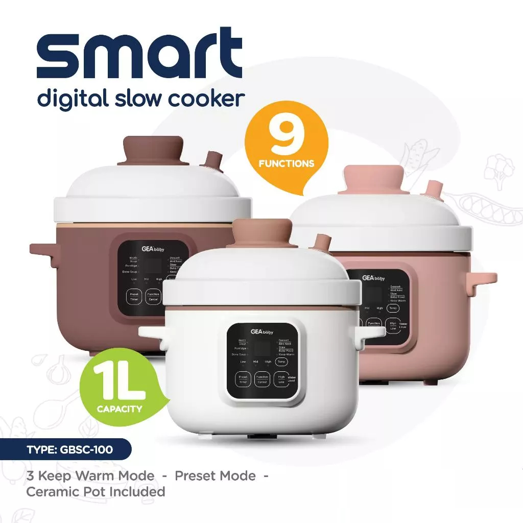 GEA Baby Smart Digital Slow Cooker GBSC-100 - Kukus Makanan Bayi [BOGOR]