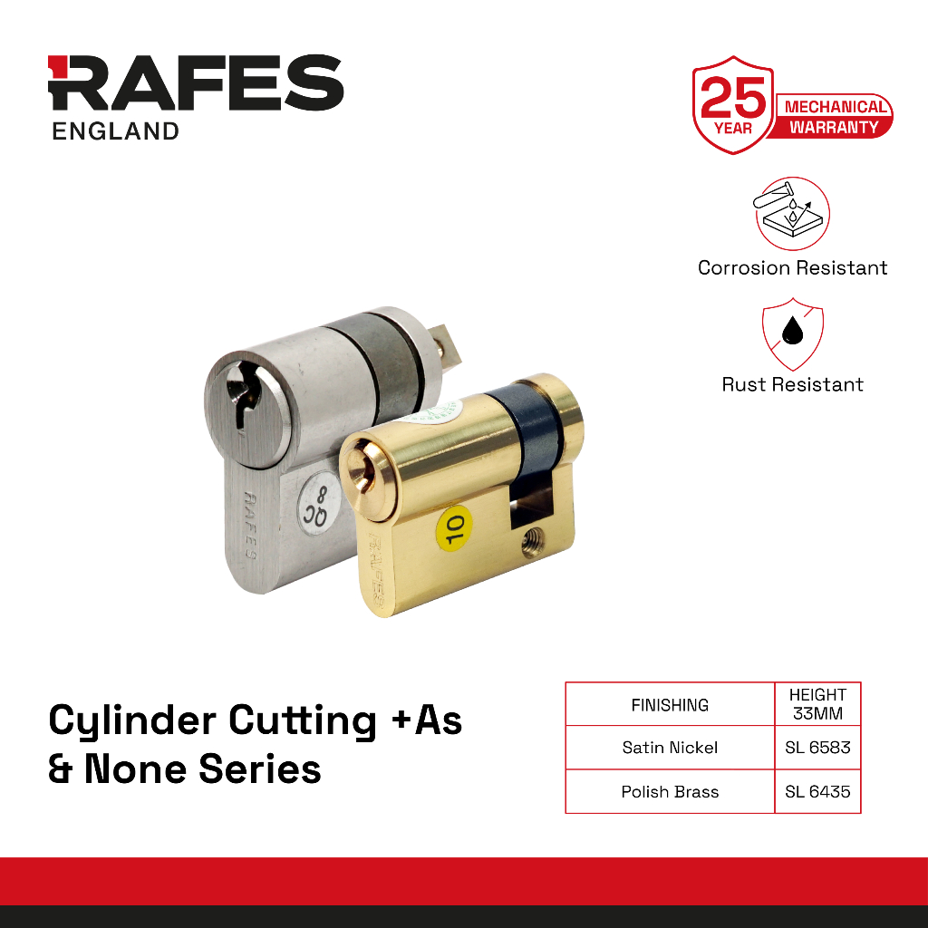 RAFES ENGLAND Silinder Kunci Pintu Setengah Kuningan  Kamuflase Half Cylinder Brass