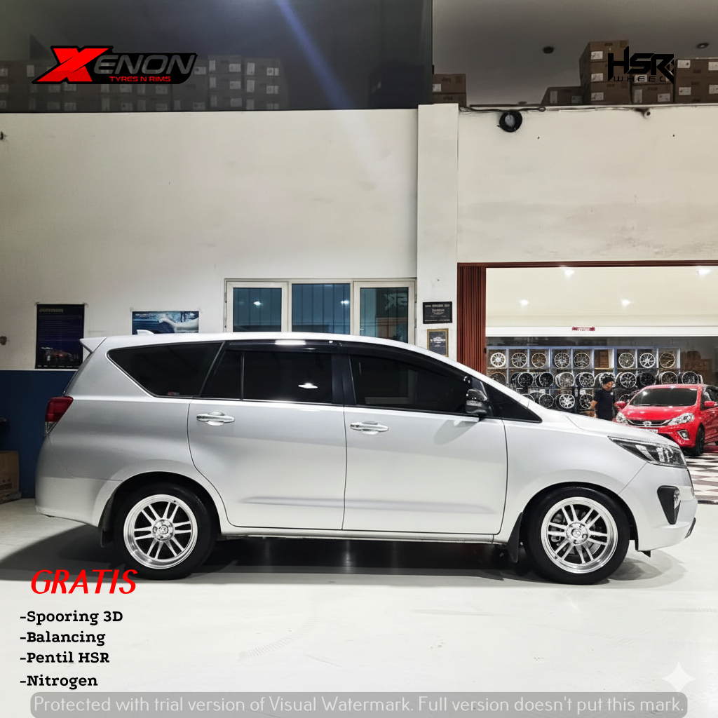 Paket ganteng mobil inova pake velg R18 hsr bly01 ban accelera iota evt 225/50 r18 lowering kit hsr